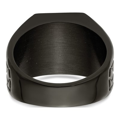 Men's Black Stainless Steel Signet Ring – view 6