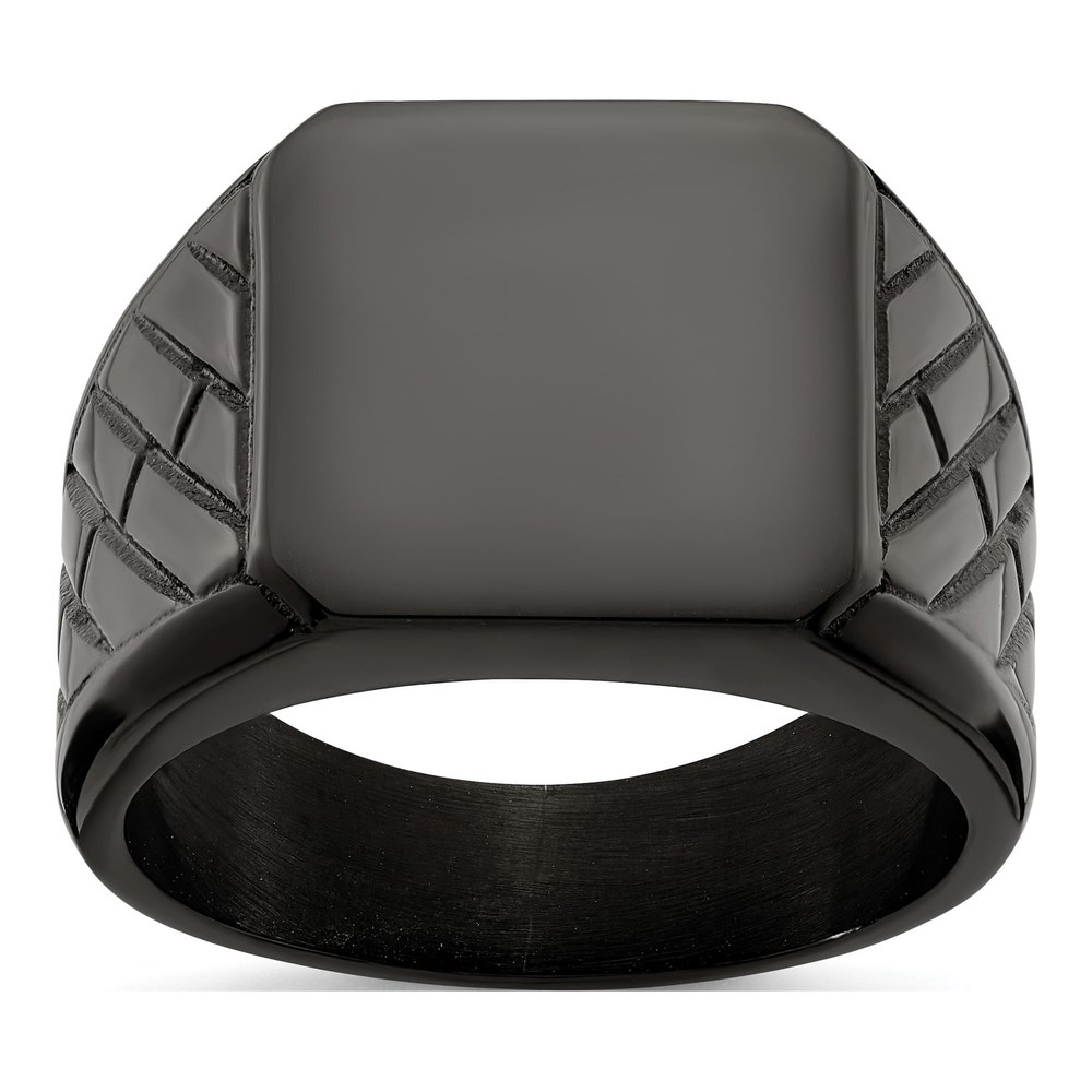 Men's Black Stainless Steel Signet Ring