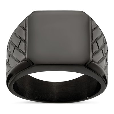 Men's Black Stainless Steel Signet Ring