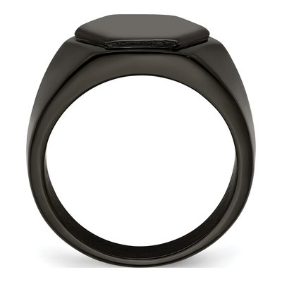Men's Black Stainless Steel Signet Ring – view 3
