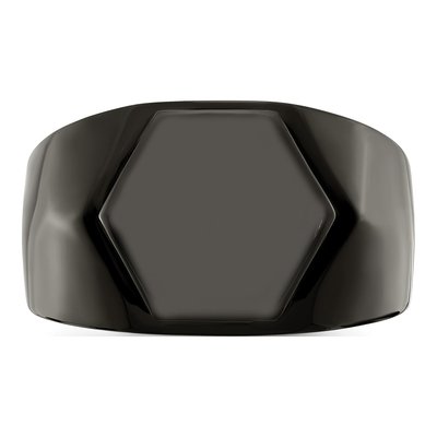 Men's Black Stainless Steel Signet Ring – view 5