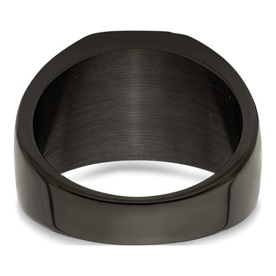 Men's Black Stainless Steel Signet Ring – view 6