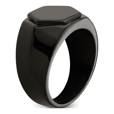Men's Black Stainless Steel Signet Ring – view 7