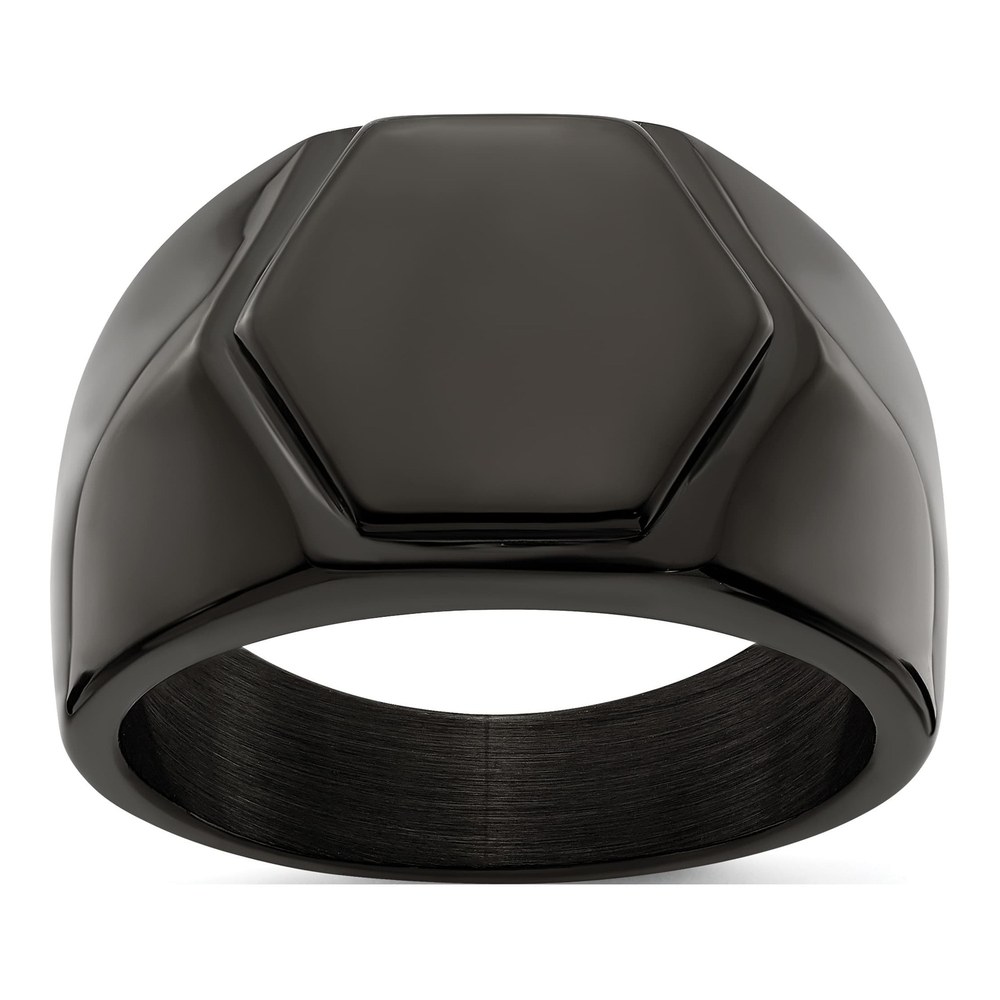 Men's Black Stainless Steel Signet Ring