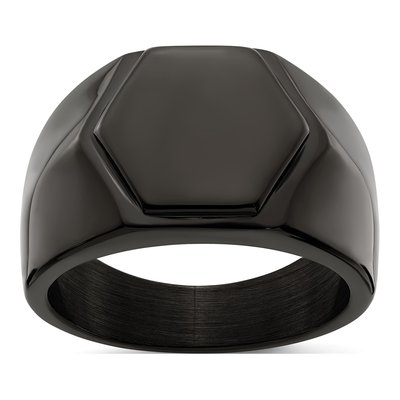 Men's Black Stainless Steel Signet Ring