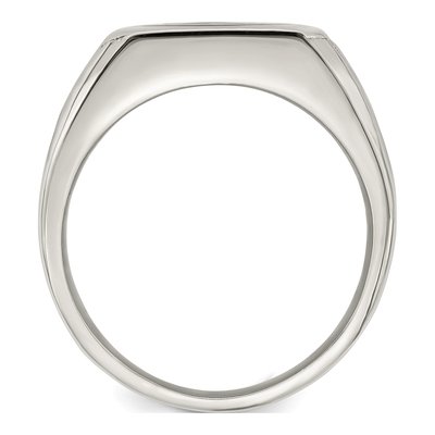Men's Stainless Steel Black Enamel Signet Ring – view 3