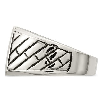 Men's Stainless Steel Black Enamel Signet Ring – view 4