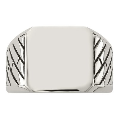 Men's Stainless Steel Black Enamel Signet Ring – view 5