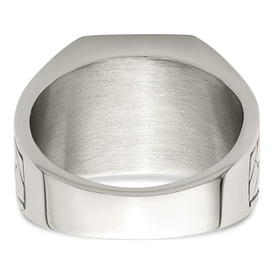 Men's Stainless Steel Black Enamel Signet Ring – view 6