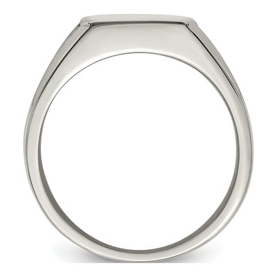 Men's Stainless Steel Black Enamel Signet Ring – view 3
