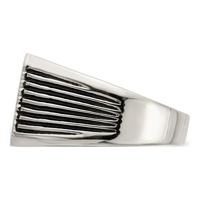 Men's Stainless Steel Black Enamel Signet Ring – view 4