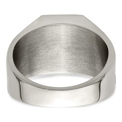 Men's Stainless Steel Black Enamel Signet Ring – view 6