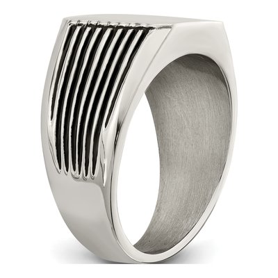 Men's Stainless Steel Black Enamel Signet Ring – view 7