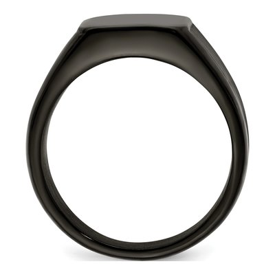 Men's Black Stainless Steel Signet Ring – view 3