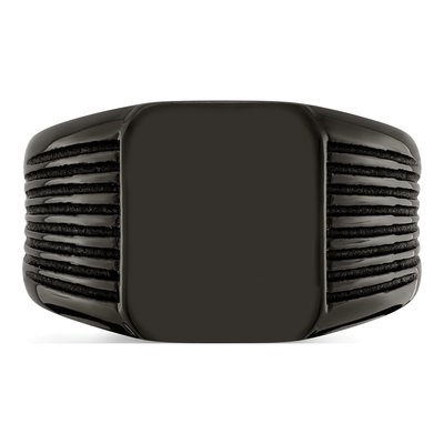 Men's Black Stainless Steel Signet Ring – view 5
