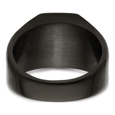 Men's Black Stainless Steel Signet Ring – view 6