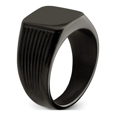 Men's Black Stainless Steel Signet Ring – view 7