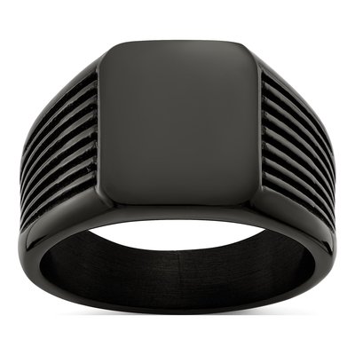 Men's Stainless Steel Black IP Signet Ring | Chisel