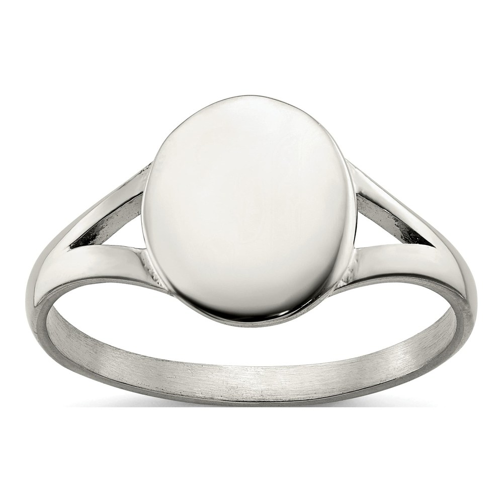 Stainless Steel Oval Disc Ring