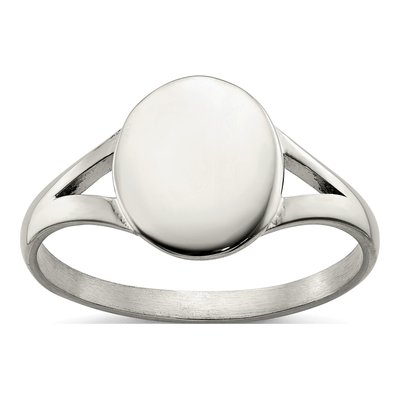 Stainless Steel Oval Disc Ring