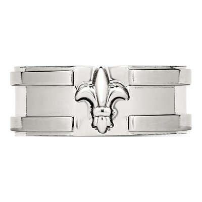 Stainless Steel 10mm Fleur de Lis Wedding Band – view 6