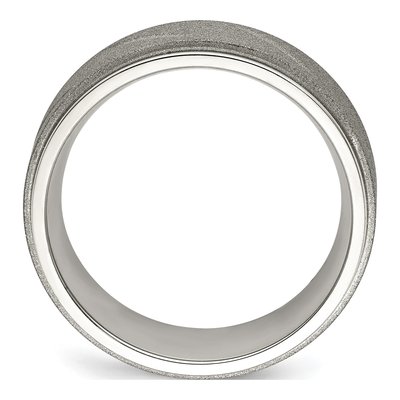 Stainless Steel 8mm Ridged Wedding Band – view 2