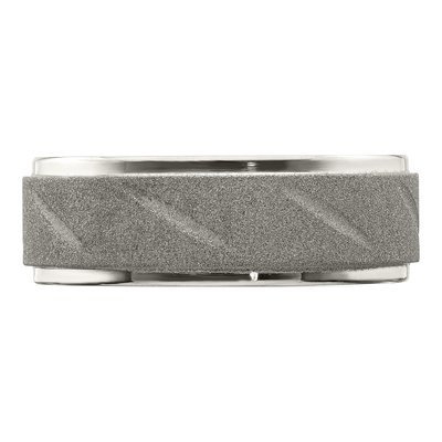 Stainless Steel 8mm Ridged Wedding Band – view 3