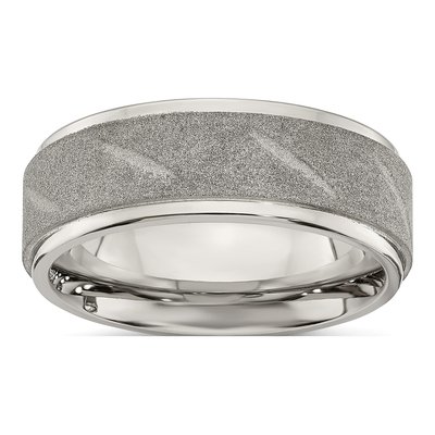 Stainless Steel 8mm Ridged Wedding Band