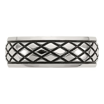 Stainless Steel 8mm Checkered Wedding Band – view 4