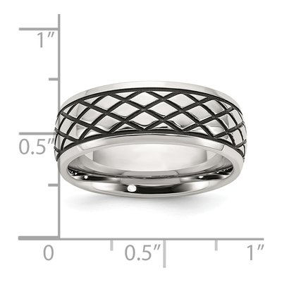 Stainless Steel 8mm Checkered Wedding Band – view 5