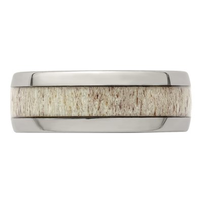 Stainless Steel 8mm Antler Inlay Wedding Band – view 3