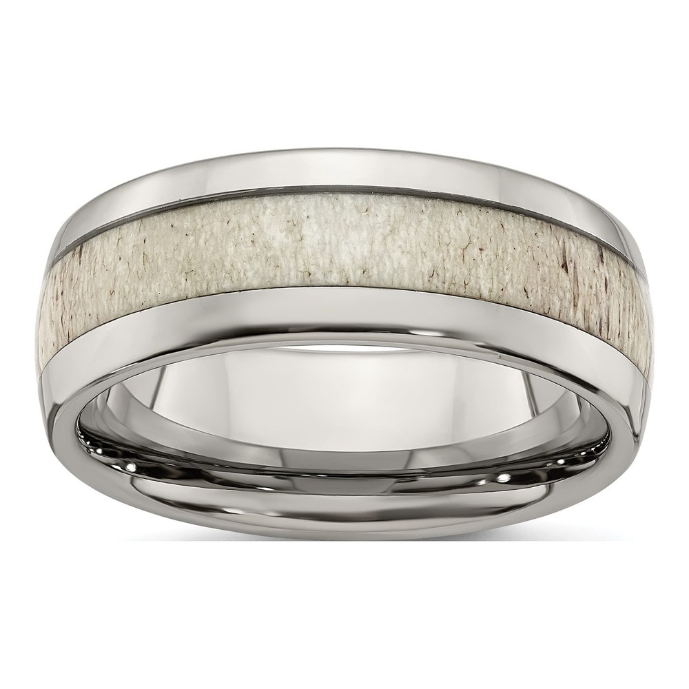 Stainless Steel 8mm Antler Inlay Wedding Band