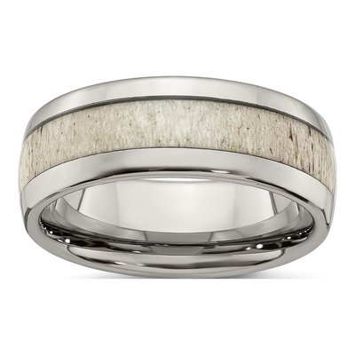 Stainless Steel 8mm Antler Inlay Wedding Band