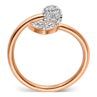 Stainless Steel Crystal Heart Ring – view 3