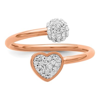 Stainless Steel Crystal Heart Ring – view 6