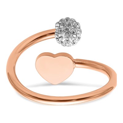 Stainless Steel Crystal Heart Ring – view 7
