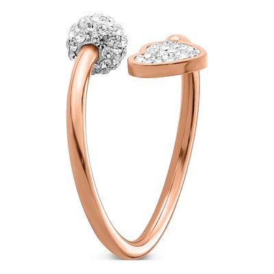 Stainless Steel Crystal Heart Ring – view 8