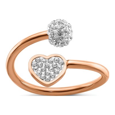 Stainless Steel Crystal Heart Ring