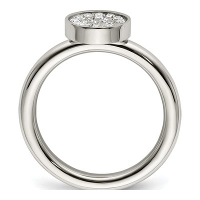 Stainless Steel CZ Circle Ring – view 3