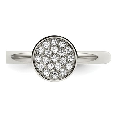 Stainless Steel CZ Circle Ring – view 5