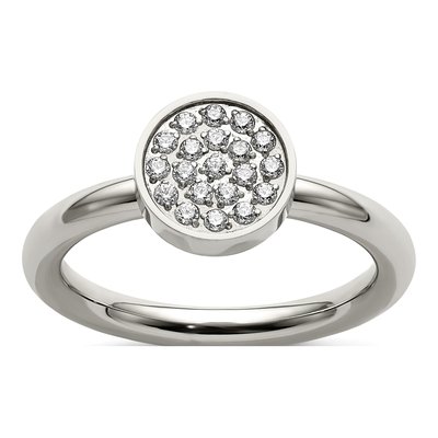 Stainless Steel CZ Circle Ring