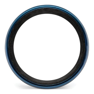 Men's Black Carbon Fiber & Blue Steel Wedding Band – view 2