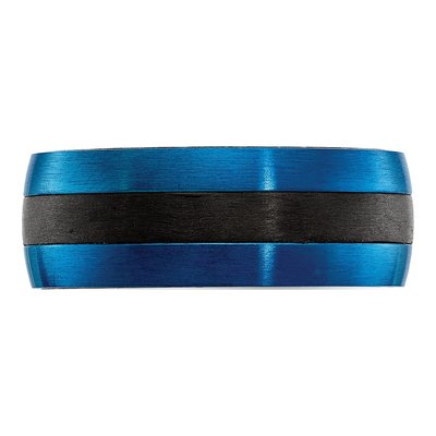 Men's Black Carbon Fiber & Blue Steel Wedding Band – view 3