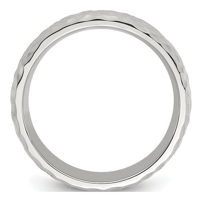 Stainless Steel 7.5mm Hammered Wedding Band – view 3
