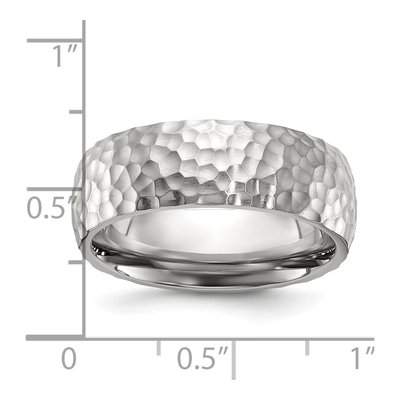 Stainless Steel 7.5mm Hammered Wedding Band – view 7
