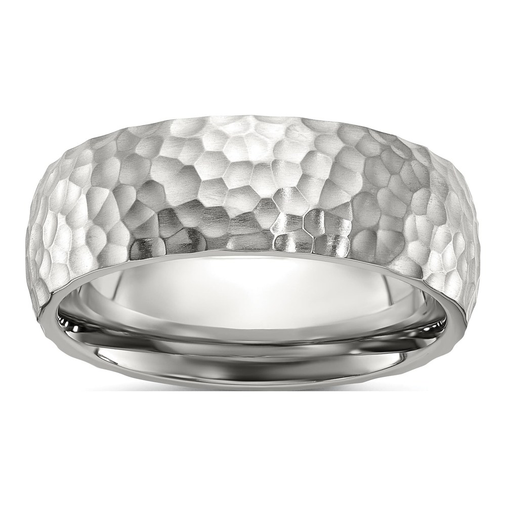 Stainless Steel 7.5mm Hammered Wedding Band