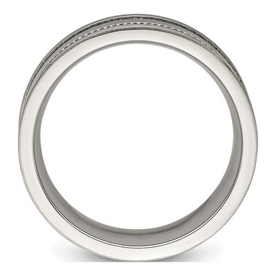 Stainless Steel 7mm Beaded Wedding Band – view 3