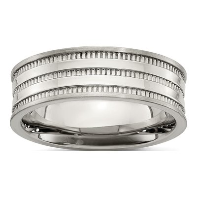 Stainless Steel 7mm Beaded Wedding Band