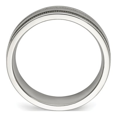 Stainless Steel 6mm Grooved Beaded Wedding Band – view 3