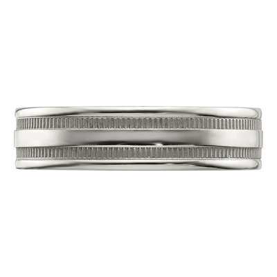 Stainless Steel 6mm Grooved Beaded Wedding Band – view 4